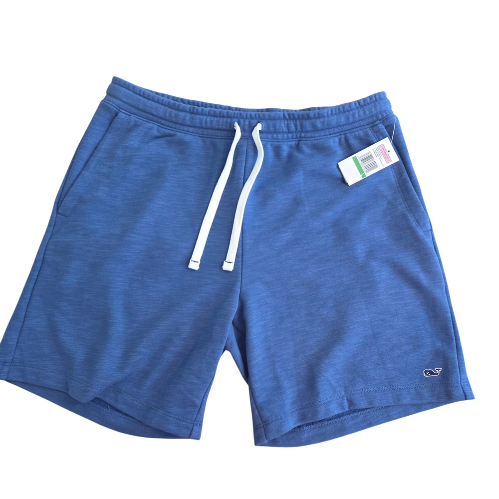New Vineyard Vines Jetty Shorts Mens L Slub Knit 7 Inch Moonshine Blue Preppy